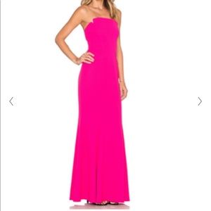 Hot pink strapless gown